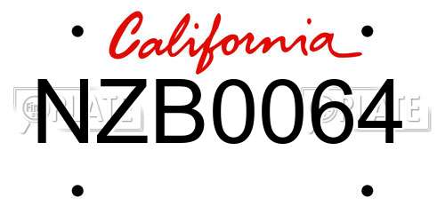 NZB0064 California License Plate
