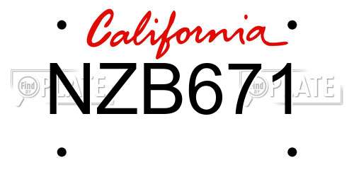 NZB671 California License Plate