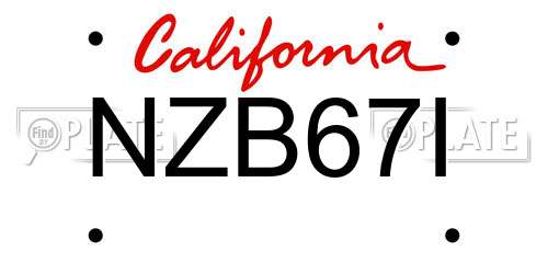 NZB67I California License Plate