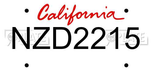 NZD2215 California License Plate