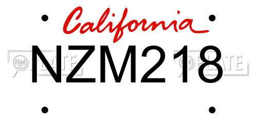 NZM218 California License Plate
