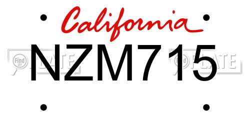 NZM715 California License Plate
