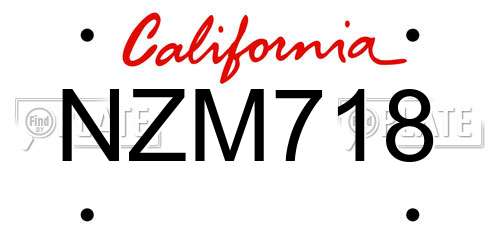 NZM718 California License Plate