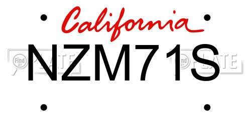 NZM71S California License Plate