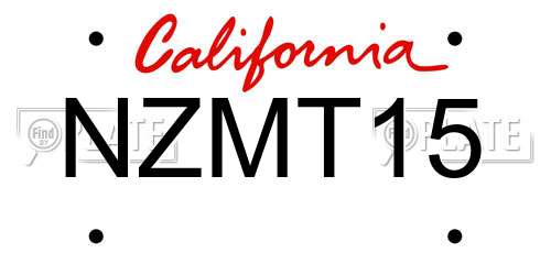 NZMT15 California License Plate