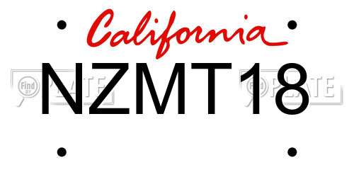 NZMT18 California License Plate