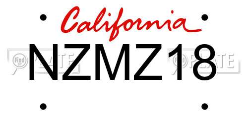 NZMZ18 California License Plate