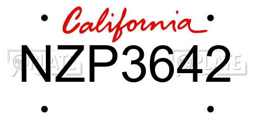 NZP3642 California License Plate