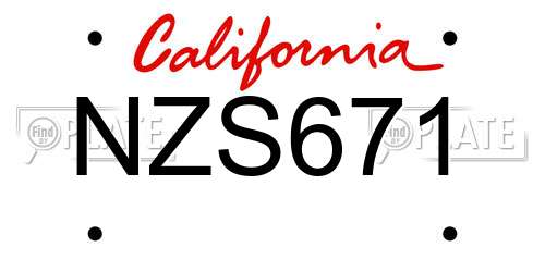 NZS671 California License Plate
