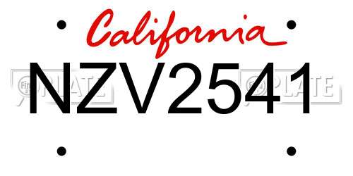 NZV2541 California License Plate