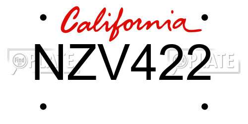 NZV422 California License Plate