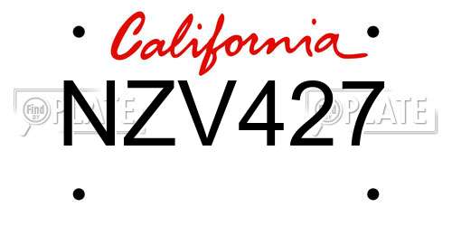 NZV427 California License Plate