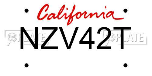 NZV42T California License Plate