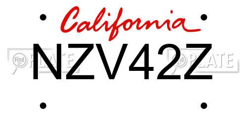 NZV42Z California License Plate