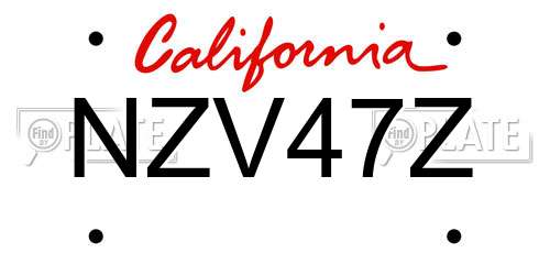 NZV47Z California License Plate