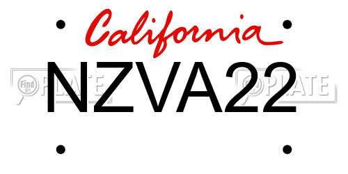 NZVA22 California License Plate