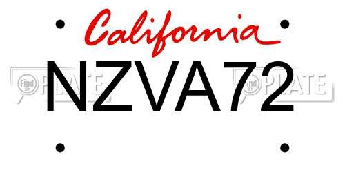 NZVA72 California License Plate