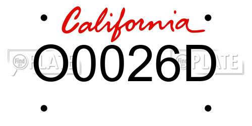 O0026D California License Plate