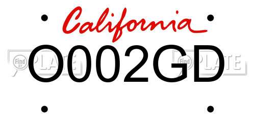 O002GD California License Plate