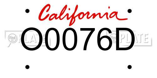 O0076D California License Plate