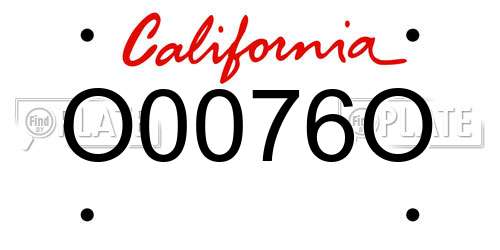 O0076O California License Plate