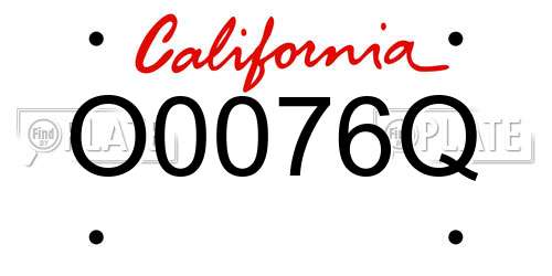 O0076Q California License Plate