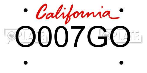 O007GO California License Plate