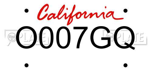 O007GQ California License Plate