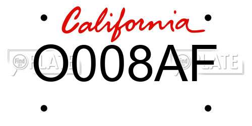 O008AF California License Plate