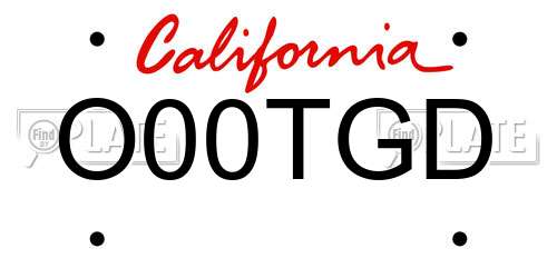 O00TGD California License Plate