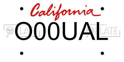 O00UAL California License Plate