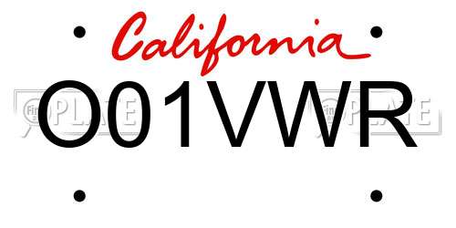O01VWR California License Plate