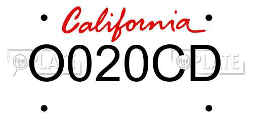 O020CD California License Plate