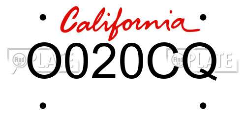 O020CQ California License Plate