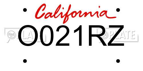 O021RZ California License Plate