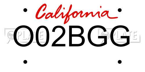 O02BGG California License Plate