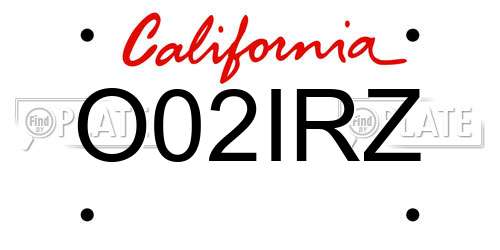O02IRZ California License Plate