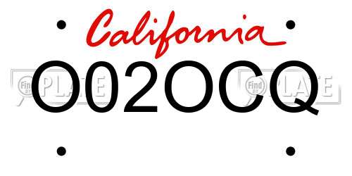 O02OCQ California License Plate
