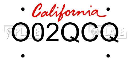 O02QCQ California License Plate