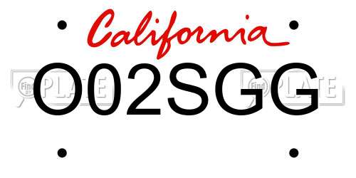 O02SGG California License Plate