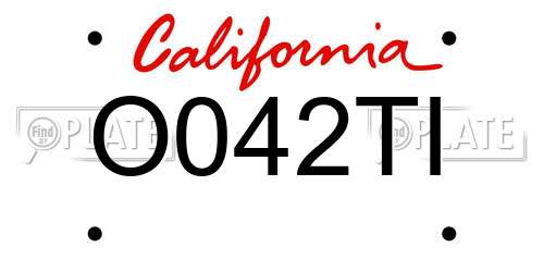 O042TI California License Plate