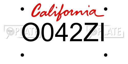 O042ZI California License Plate