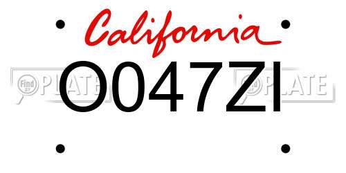 O047ZI California License Plate