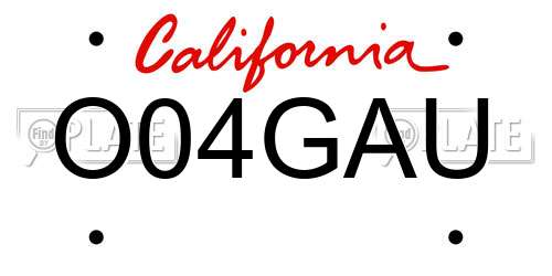 O04GAU California License Plate