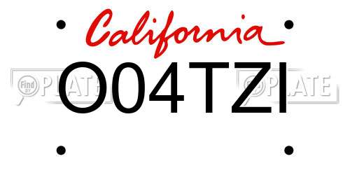 O04TZI California License Plate