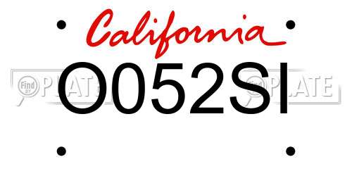 O052SI California License Plate