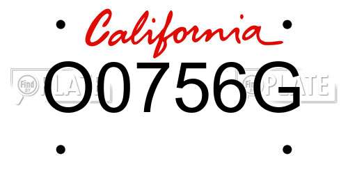 O0756G California License Plate