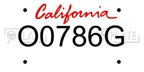 O0786G California License Plate