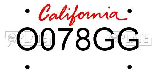 O078GG California License Plate