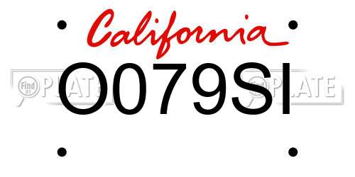 O079SI California License Plate